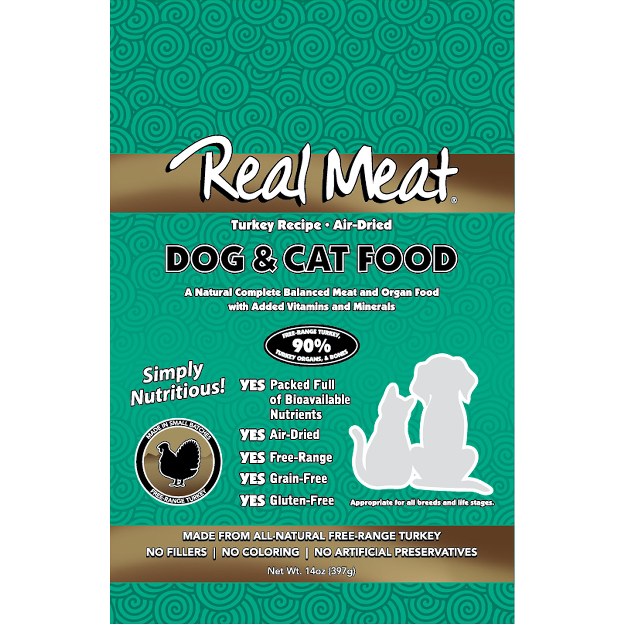 14oz Turkey Small Dog & Cat Food Product Packaging Image