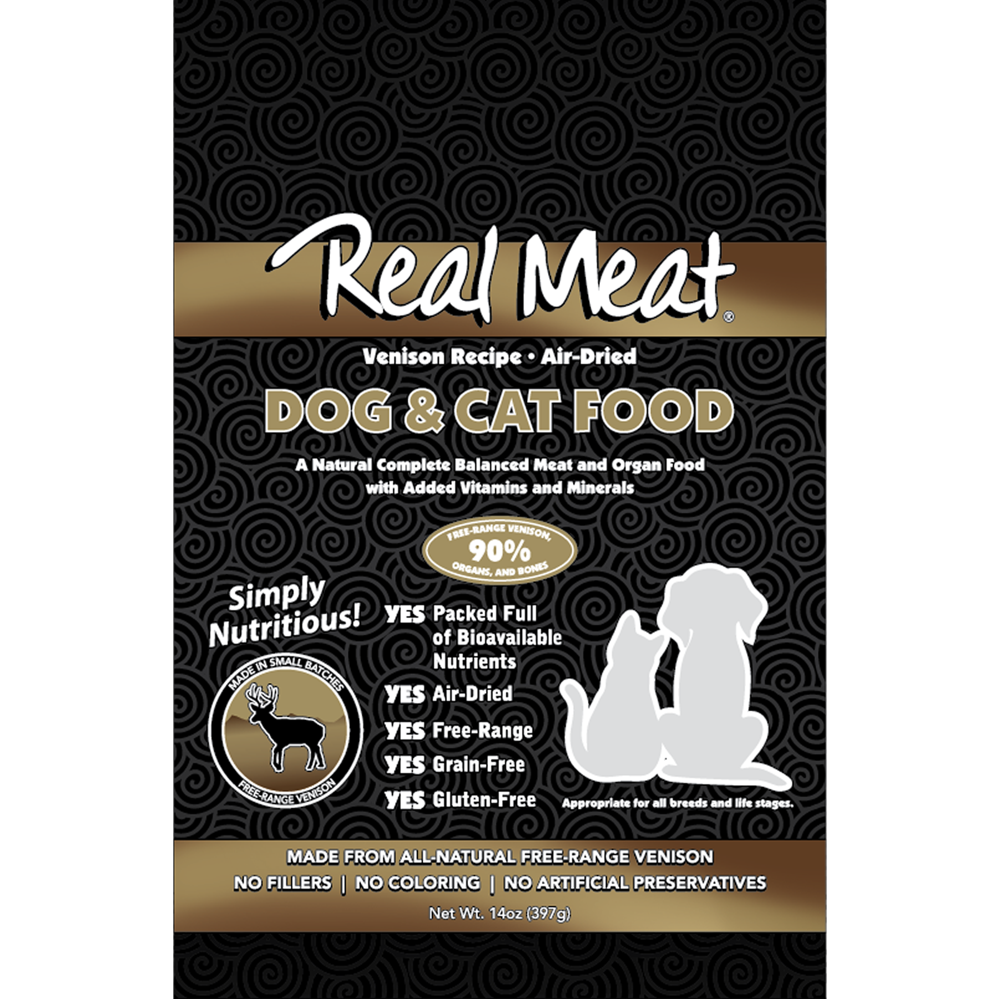 14oz Venison Small Dog & Cat Food Product Packaging Image