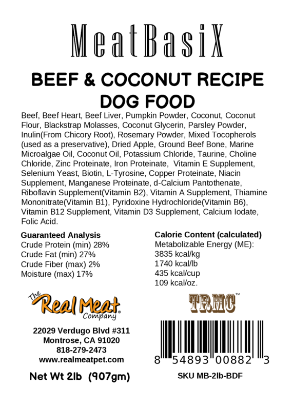 MeatBasiX 2lb Beef Dog Food Product Packaging Image