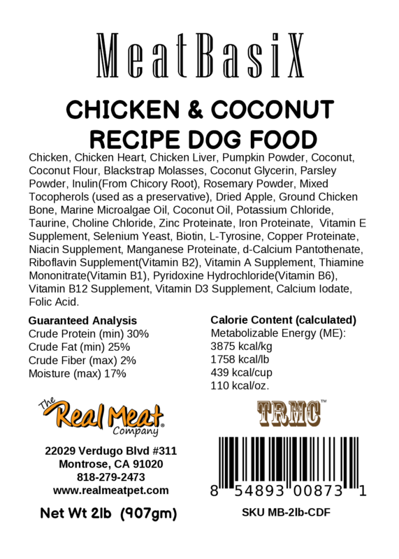 MeatBasiX 2lb Chicken Dog Food Product Packaging Image