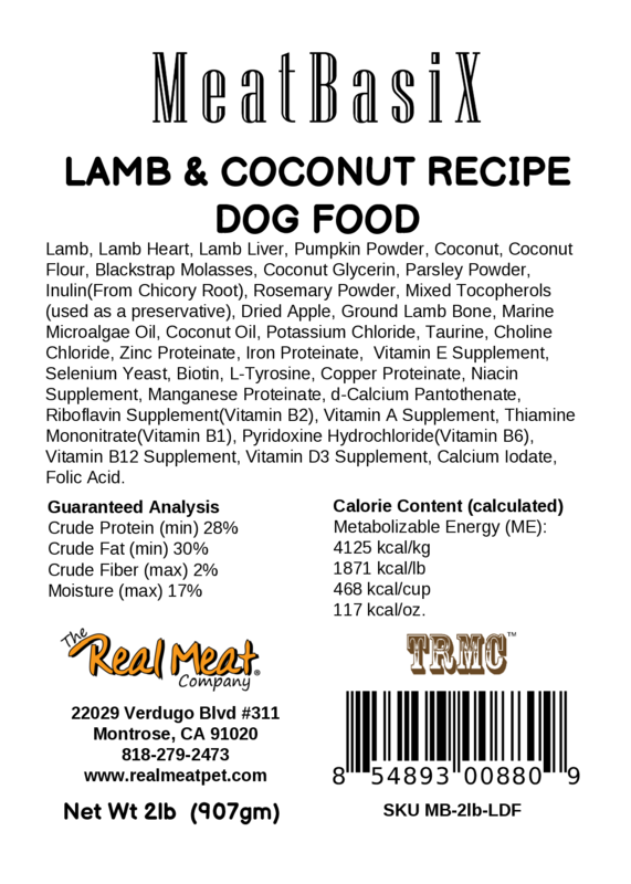 MeatBasiX 2lb Lamb Dog Food Product Packaging Image